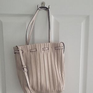 Zara Elegant Beige Pleated Tote